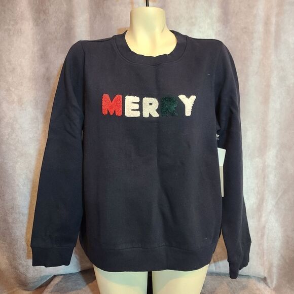 1901 Merry Navy Holiday Sweatshirt Size XL - Picture 3 of 6